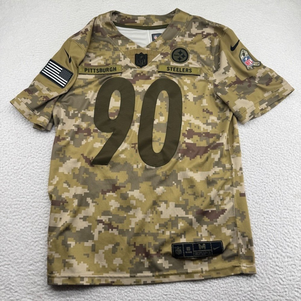 Nike Pittsburgh Steelers TJ Watt Salute To Service Jersey Mens M Green Camo Sewn